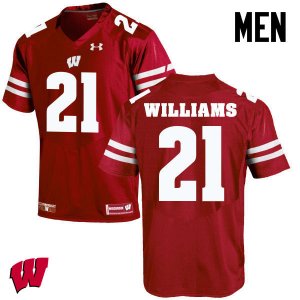 Men's Wisconsin Badgers NCAA #18 Caesar Williams Red Authentic Under Armour Stitched College Football Jersey QD31T31LT